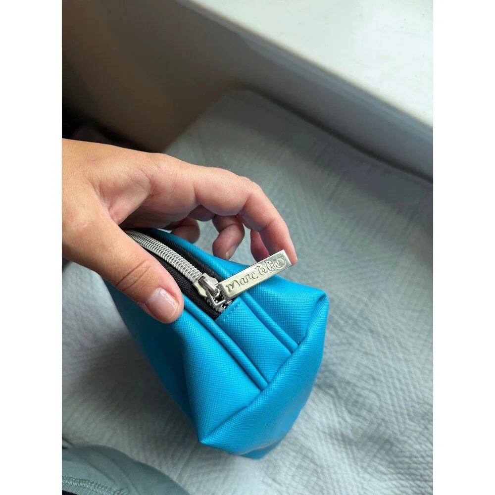 Marc Tetro Blue Schnauzer Cosmetic Bag with Black and White Lining